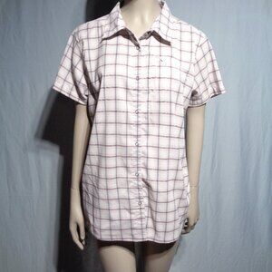 Zoic plaid light pink active button down in size L